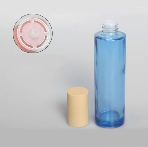 

blue/green frosted toner bottle 40ml with wood grain lid