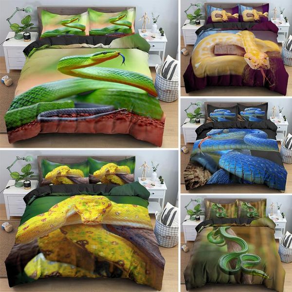 

animal pattern snake bedding set for bed covers single double king  size duvet cover sets 2/3pcs bedclothes