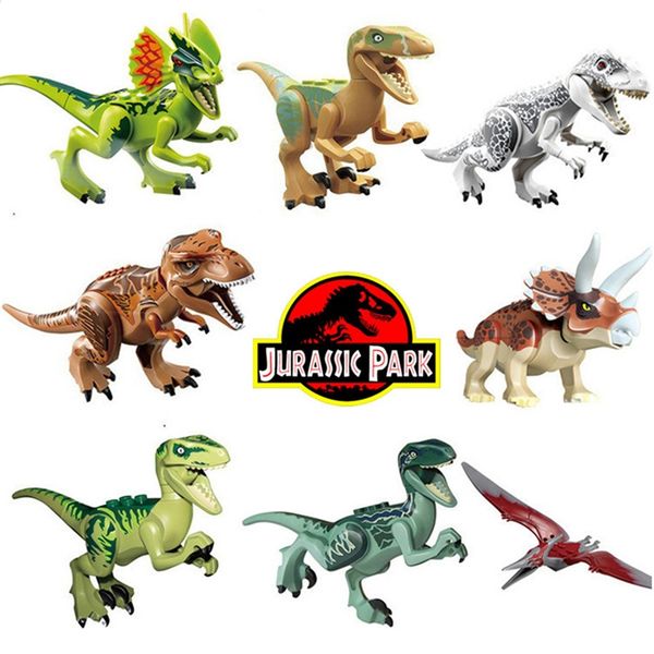 

8pcs/set brutal raptor building blocks jurassic park mini dinosaurs figures bricks dino toys for children kids christmas gift q1214