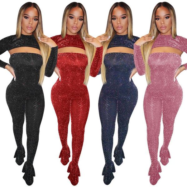 

women's tracksuits cutubly solid two piece set tracksuit autumn long sleeve women suit mini flared jumpsuit club wear outfits, Gray