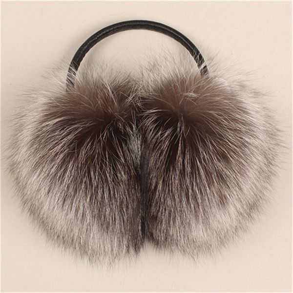 

womens winter warm real genuine silver fox fur earmuffs ear protection soft ear muff, Blue;gray