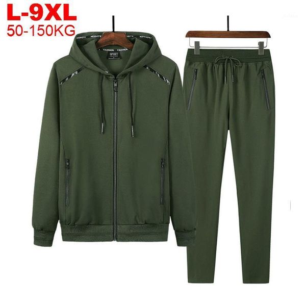 

2 pieces suits hoodies jogger men winter sportwear sets hooded jackets pants hip hop sports tracksuit men's clothing large sizes1, Gray