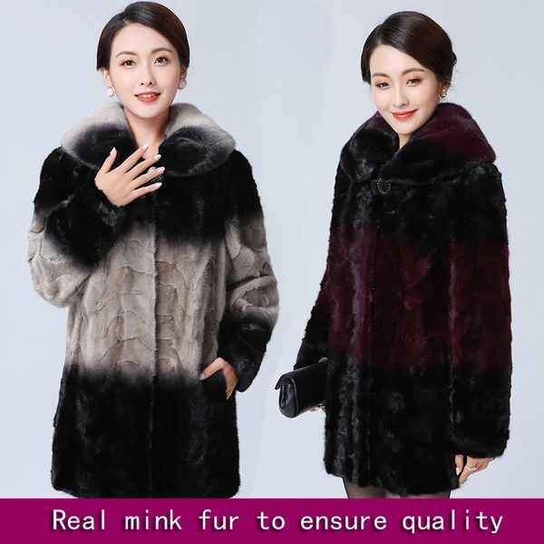 

long real medium female medium-aged outerwear natural winter mink fur coat 2asx, Black