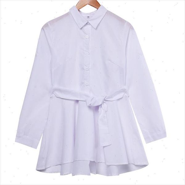 

women 2021 women with belt tunic shirt blouse long sleeve peplum casual ol workwear mujer blusas white shirts