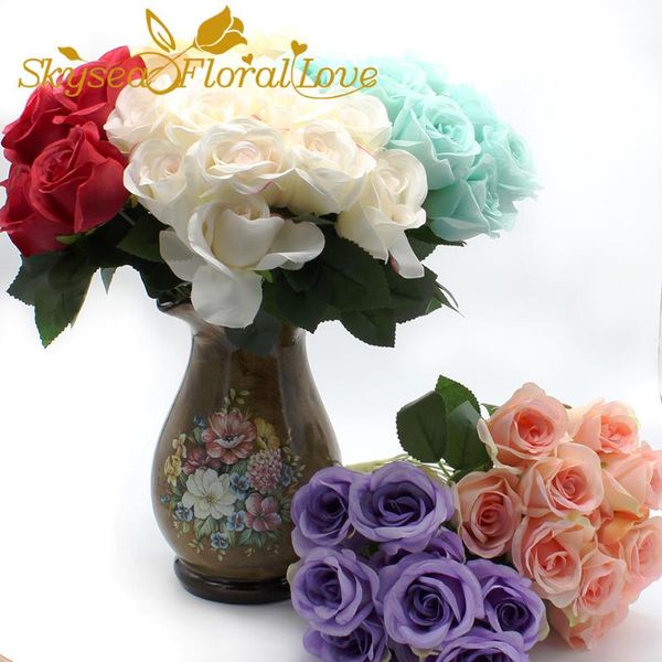 

12 branches rose artificial flowers silk flower decoration for wedding party home