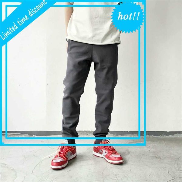 

fleece twill pants slim fit jogger men winter streetwear 3colors, Black