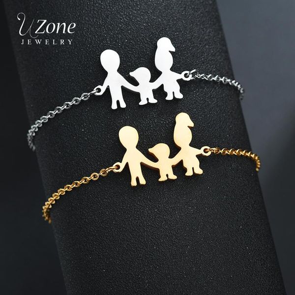 

uzone gold steel color titanium steel family bracelet father mother son boy chain bracelet family mother day gift, Black