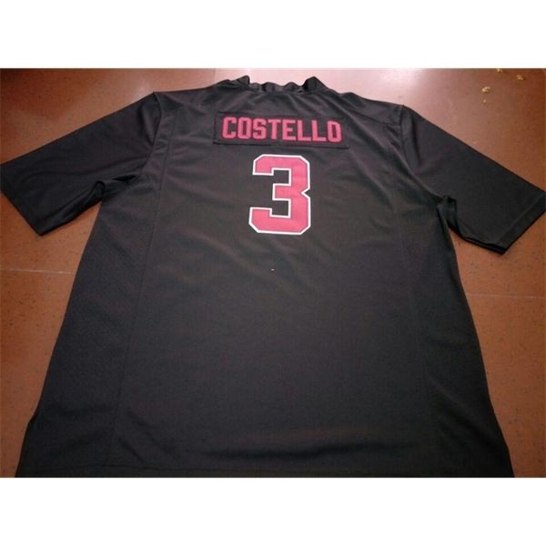 

3740 stanford cardinal kj costello #3 real full embroidery college jersey size s-4xl or custom any name or number jersey, Black