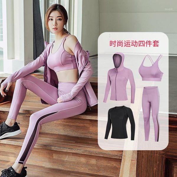 

yoga outfits 2021 summer sports women's suit running dry long sleeve large size gym clothes set wholesale1, White;red
