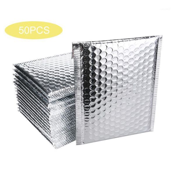 

50pcs silvery bubble mailers padded envelopes lined poly mailer self seal aluminizer gift mailing package bag voor gift new1