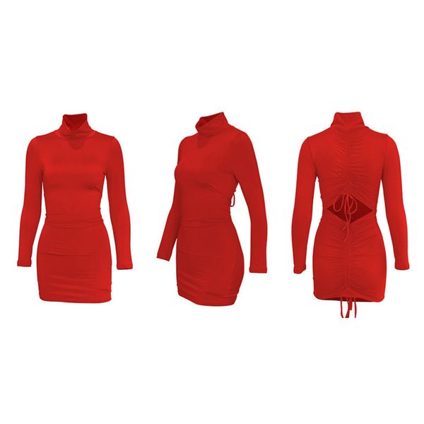 

womens fashion dressladies dress high collar backless strap skirt vlf2, Black;gray