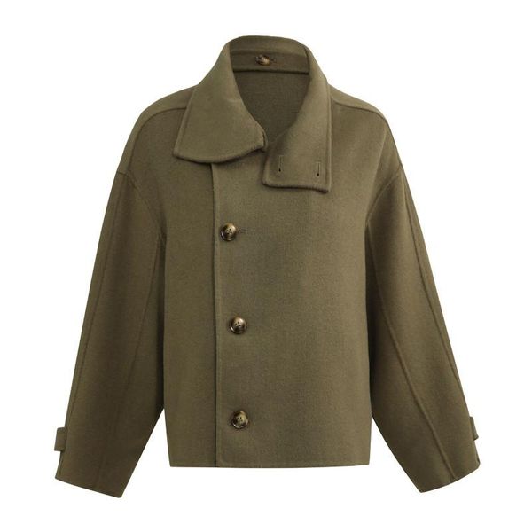 

women's wool & blends pure color double faced woolen coat women 2021 autumn and winter single breasted fashionable female c189, Black