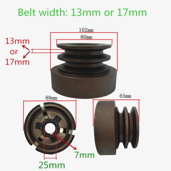 (Düz anahtar) Çift Oluk Kemer Debriyaj 188F / 190F / GX390 / GX420 motoru için uygun 25mm mil çıkışı ile su pompası / kesici için kullanılır