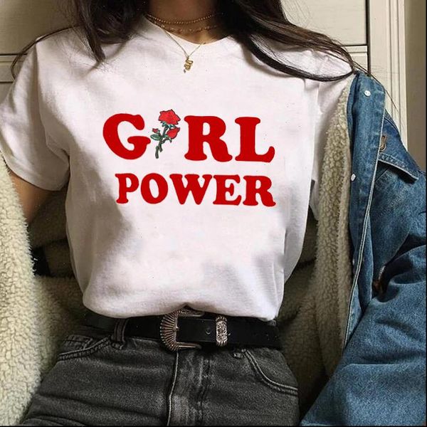

women girl power flower floral feminist fashion cute tees graphic female ladies womens lady t shirt t shirt t shirts, White