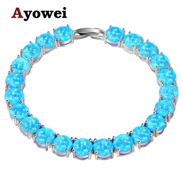 

charm bracelets ayowei alibaba-express blue fire opal 925 silver stamped women party pulseras obs073a, Golden;silver
