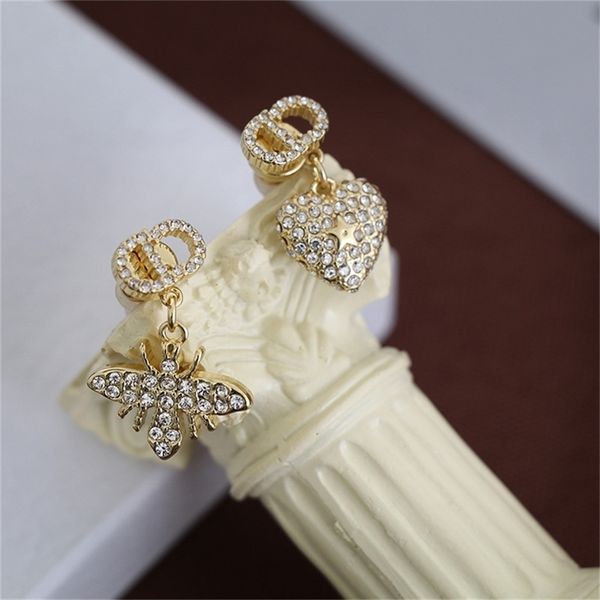 

87% off wholesale shop family asymmetric earrings female diamond red love, Golden