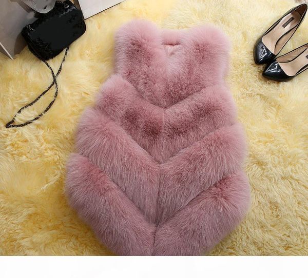 

faux fur coat autumn winter women 2019 new fashion casual slim sleeveless faux fur vest coat waistcoat women casaco feminino, Black