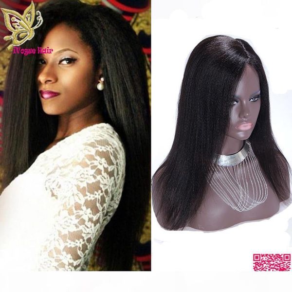 

heavy yaki straight human hair wigs peruvian human hair full lace wig with baby hair straight lace front wig for black women, Black;brown