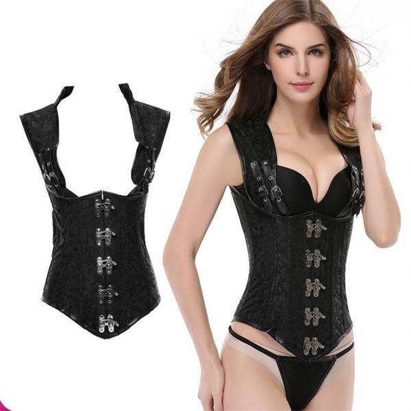 

corsets steampunk women goth clothing steel bones overbust gothic retro korsefemme punk corset espartilho burlesque, Black;white