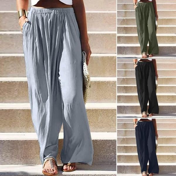 

fashion solid pants women's spring trousers zanzea 2020 casual elastic waist long pantalon palazzo female solid turnip plus size, Black;white