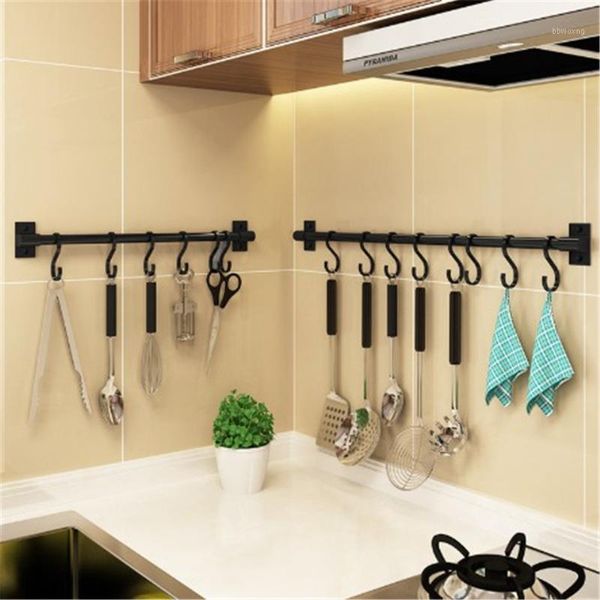 

kitchen bathroom organizer storage space aluminium rack wall mounted utensil hanging rack organizer black for towel chest cup1