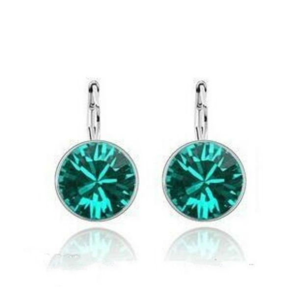 

wholesale price 18k white gold plated austrian crystal sweet candy round women earrings rhinestone dangle earrings factory price 9 colors, Silver