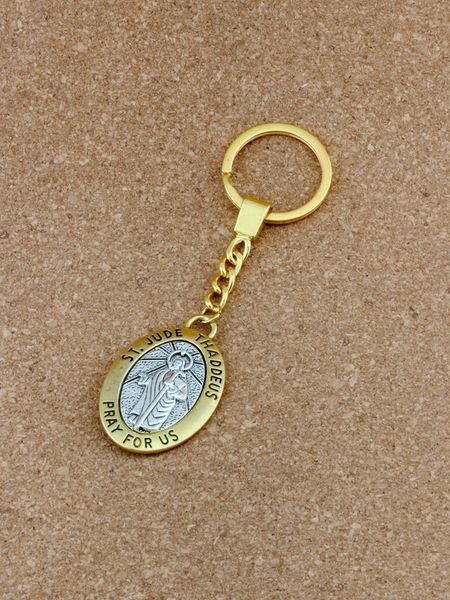 

keychain st jude thaddeus pray for us 10pcs alloy charms pendants key ring travel protection diy jewelry a-550f, Silver