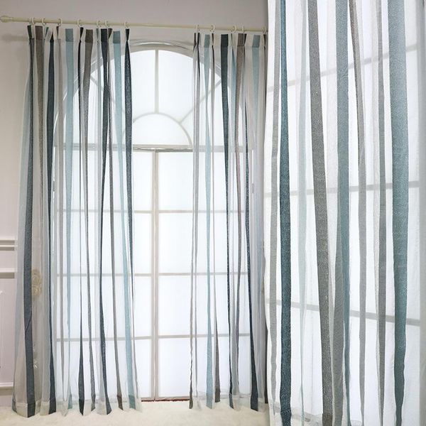 

curtain & drapes color line transparent tulle for living dining room bedroom