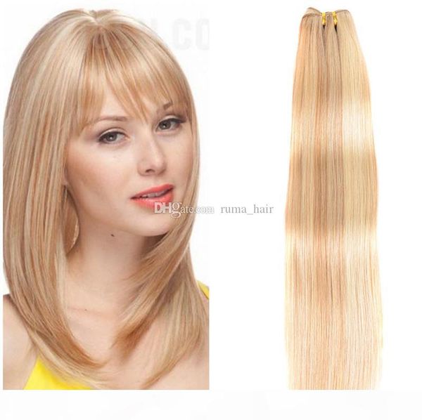 

silk straight honey blonde with blonde hair 27 613 mixed hair piano 3 bundles malaysian virgin hairfor wedding, Black;brown