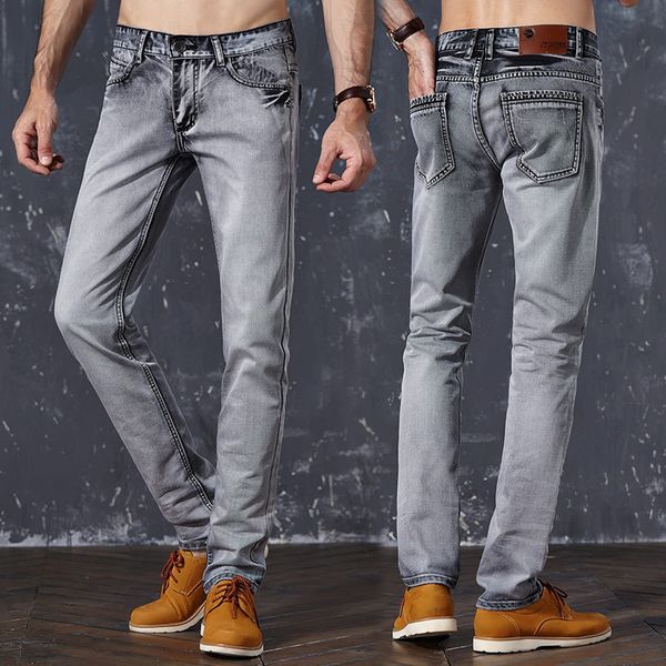 

brem men's pants will summer casual, grey, elastic, thin slacks, skinny korean denim pants, bigger size 28-36 38. 4mqv, Blue