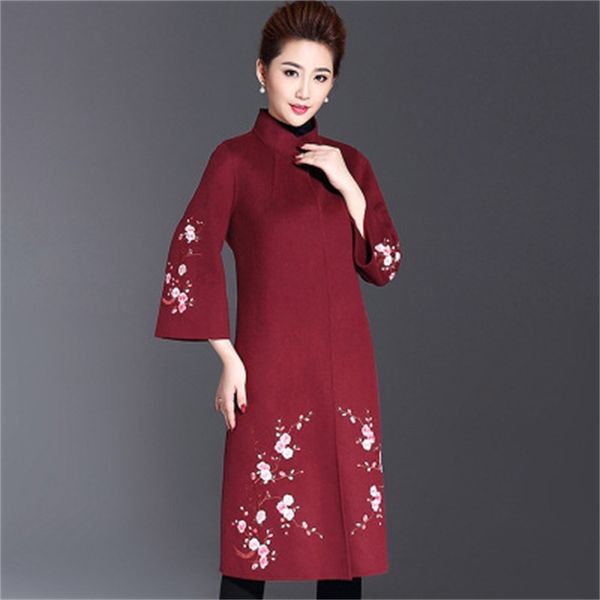 

2021 new wool jacket plus size print women's jackets long female winter coat mujer invierno kj440 w883, Black;brown
