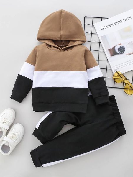

baby color-block hoodie & sweatpants she, White