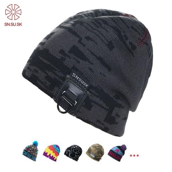 

fashion winter wool knitted hats stripes basketball gorros extreme sports beanies hip-hop skullies for men hiking cap y201024, Blue;gray