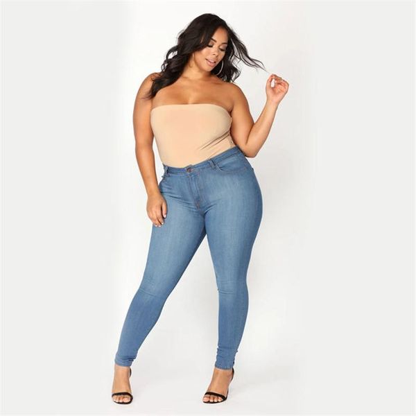 

women's plus size jeans fashion high waist skinny jeans casual denim pencil pants xl-5xl drop shipping1, Blue