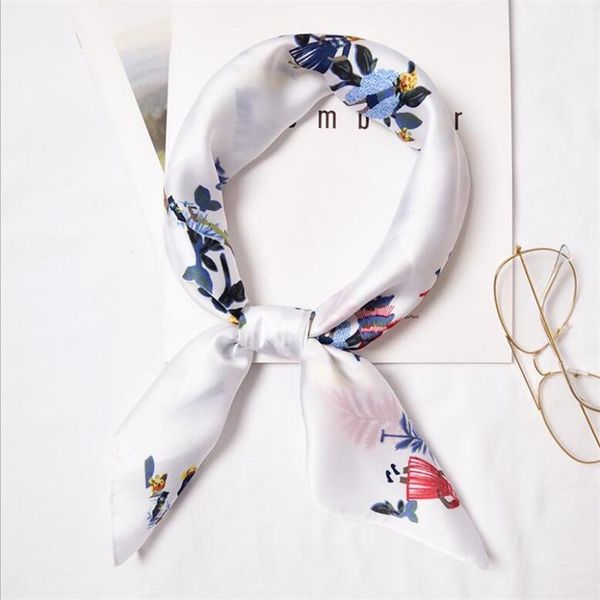 

scarves elegant square printing scarf small female silk 70x70cm decorative multi-functional women girl headband wraps neck ties, Blue;gray