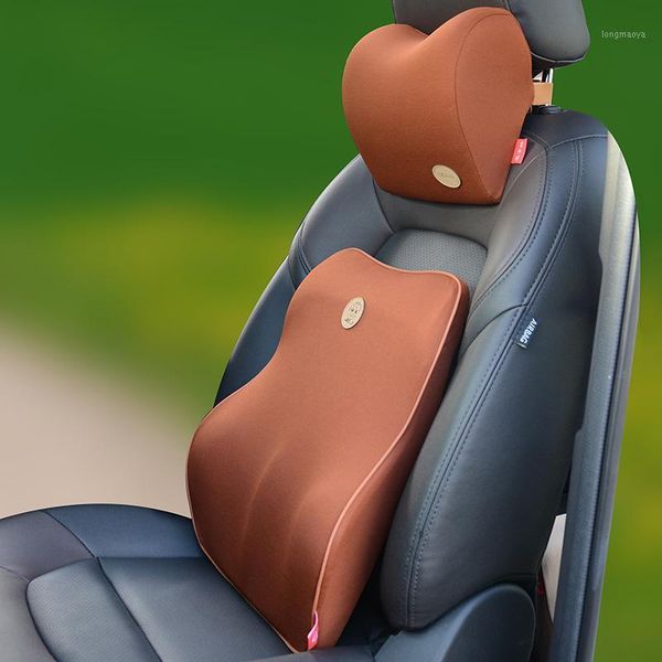 

car lumbar support safety pillow auto memory foam cushion for back neck rest auto seat cover head neck rest cushion1
