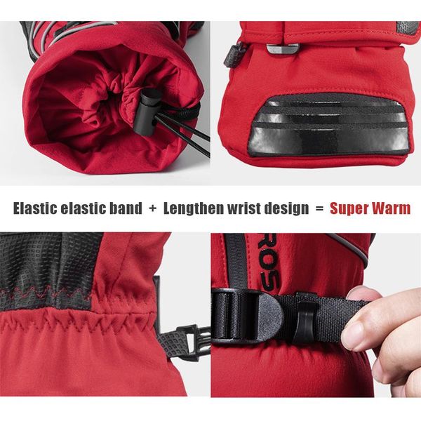 

rockbros windproof waterproof 30 degree winter men women skiing gloves snowmobile snowboard snow sports thermal grey ski gloves wmtrdf, Black