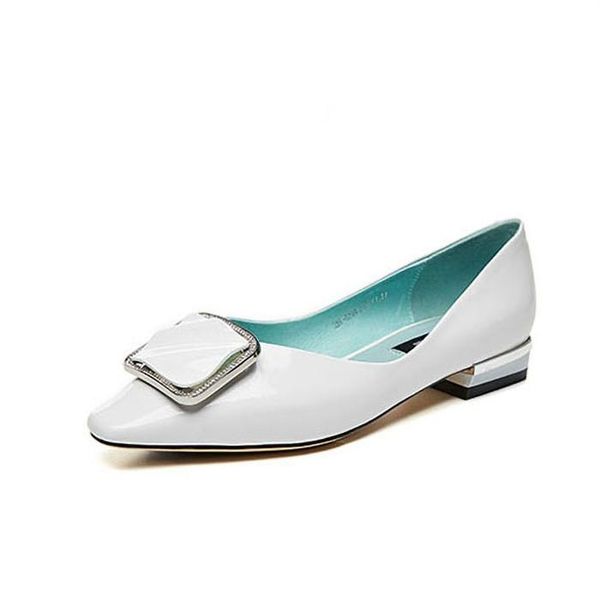 

2020 new cow leather women's pumps concise wild single shoes plus size 42 square head slip-on low heel spring ladies shoes, Black