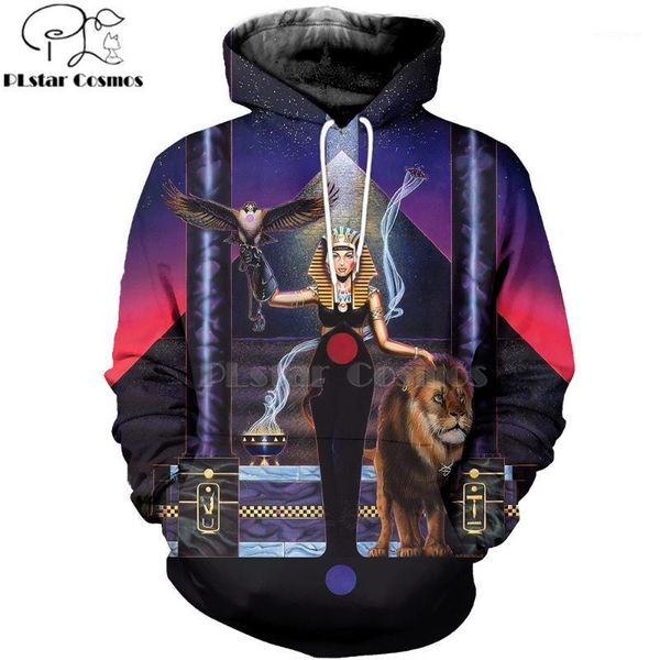 

mysterious retro ancient horus egypt goddess pharaoh totem 3d hoodies/sweatshirt winter autumn funny long sleeve streetwear-421, Black