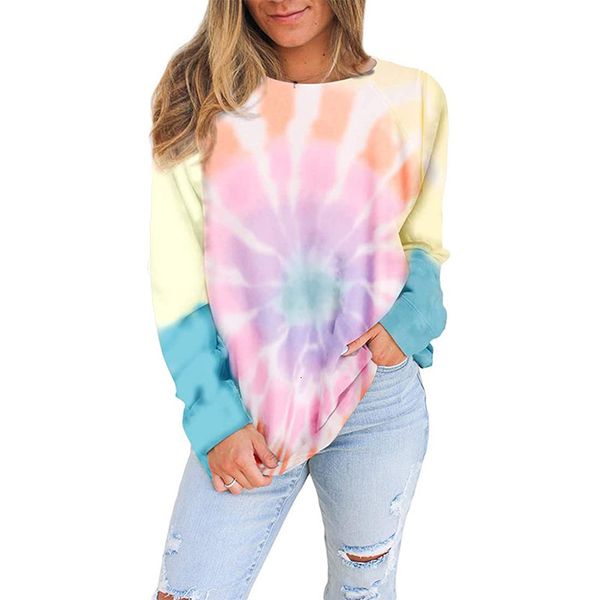 

winter europe 2021 and the united new explosion female sleeve tie-dye loose-fitting round collared gx6v, Black