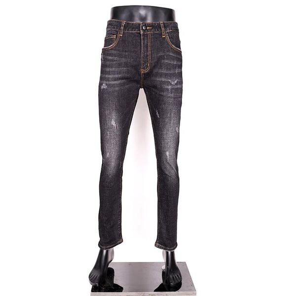 

men's jeans 2021 men classic business fashion casual primary color slim fit small straight male trousers denim pants, Blue