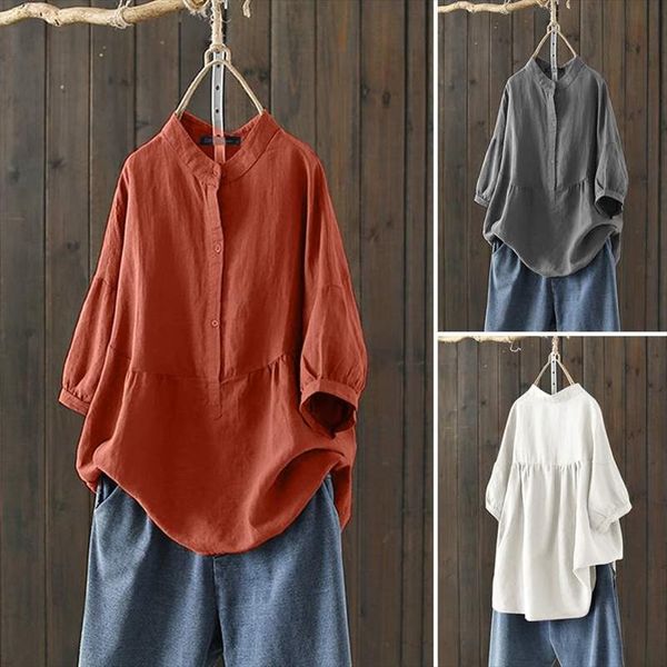 

старинные летние блузка женские хлопковые рубашки zanzea повседневная половина рукава топы женской кнопки blusas chemise твердая туника нега, White