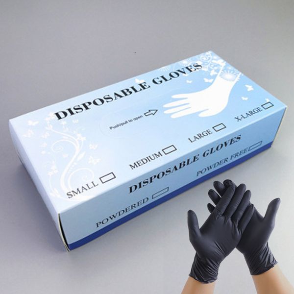

exam gloves 100pcs nitrile pack waterproof disposable black gloves home household school work garden protective gloves