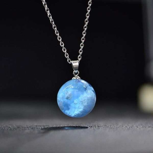 

goth transparent resin rould ball moon pendant women choker sky cloud chain necklace fashion jewelry gifts for girl bbya