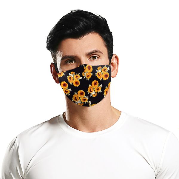 

3d printing beautiful flowers leaves patterns adults fashion reusable protective mask dustproof pm.25 face masks 5 layers filters