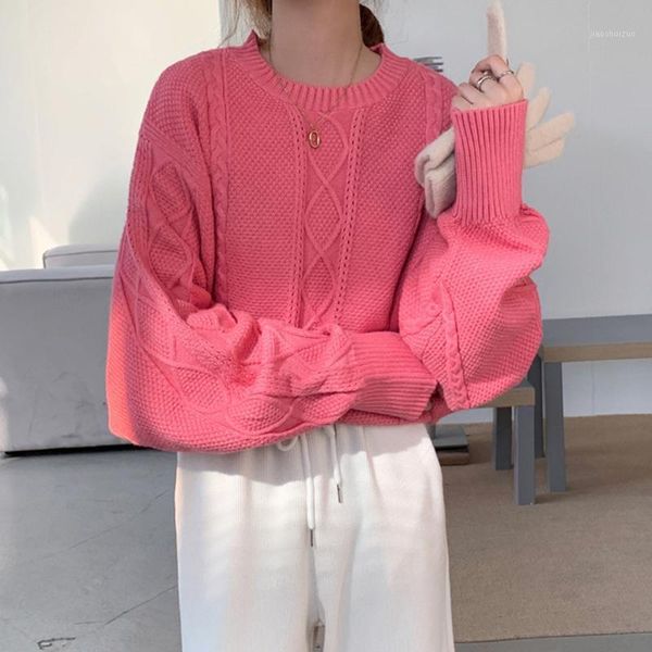 

korean version japanese sweater fashion loose lazy all-match autumn winter round neck long sleeve inside sweater1, White;black