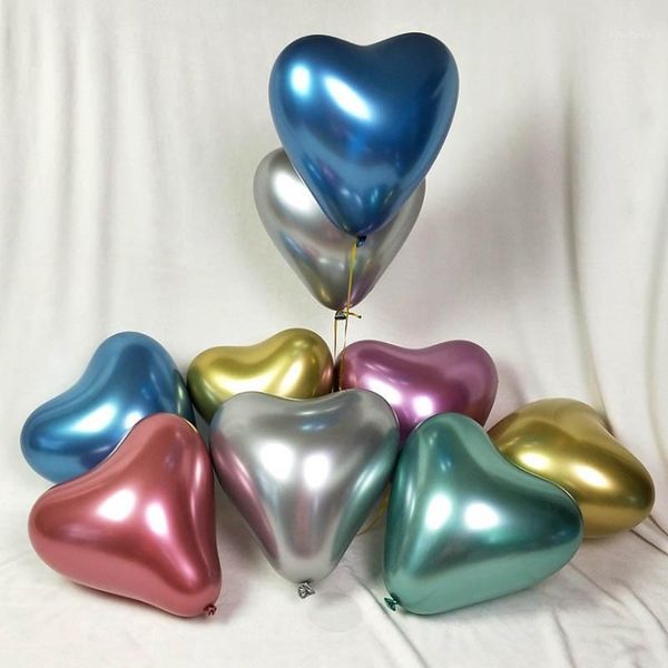 

12inch metalic chrome gold silver heart balloon wedding baby shower birthday carnival party decor metal latex balloon1