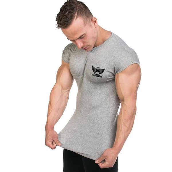 

2019 brand mens muscle t shirt bodybuilding fitness men cotton singlets t shirt cotton short sleeve shirt, White;black