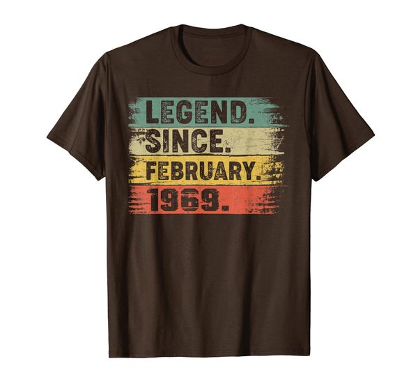 

vintage 51th birthday gift idea legend since february 1969 t-shirt, White;black