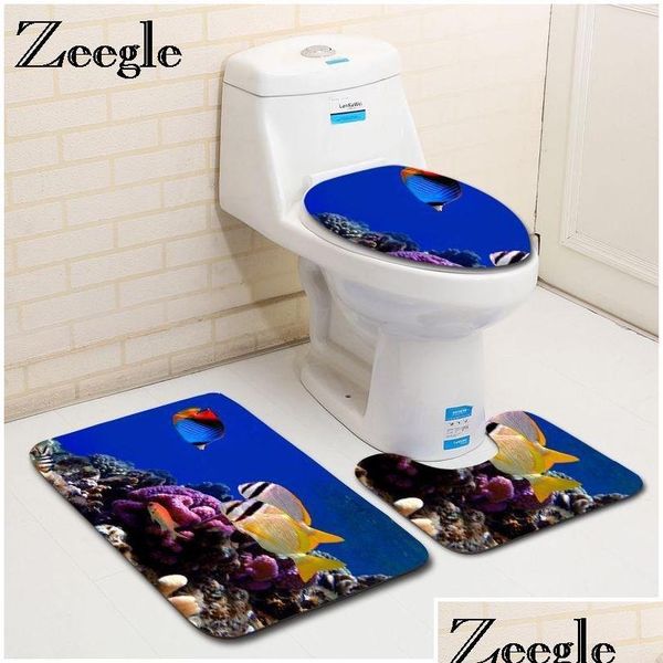 

ocean underwater world printed bathroom bath mats set microfiber floor mats toilet rug pedestal rugs lid toil qylimp bbgargden